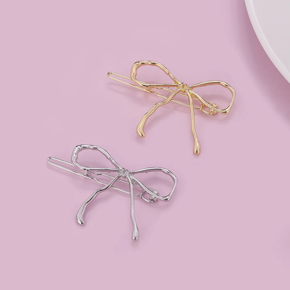 Hot Sale Elegant Bow Hair Clips Temperament Fashion Irregular Metal Hair Clip Hair Accessories Custom