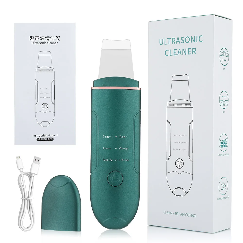 Ultrasonic Face Skin Scrubber USB Charging Facial Cleaner Vibration Blackhead Removal Exfoliating Iron Cleaner Skin Scrubber