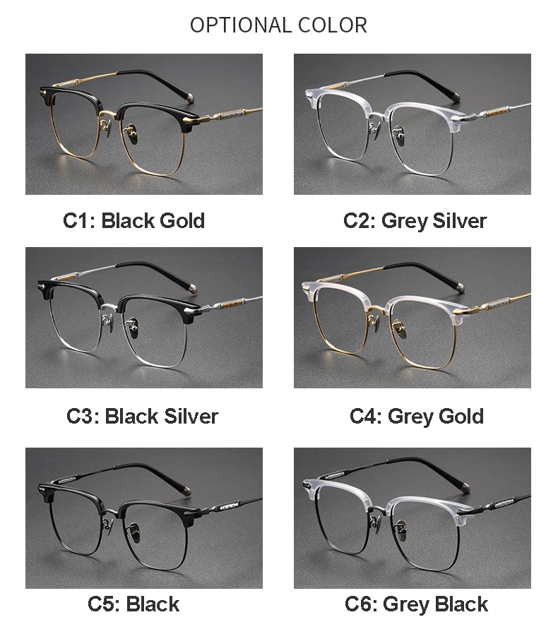 Wholesale Cheap Black gafas Designer Square Titanium Acetate Eyeglasses Frames Men