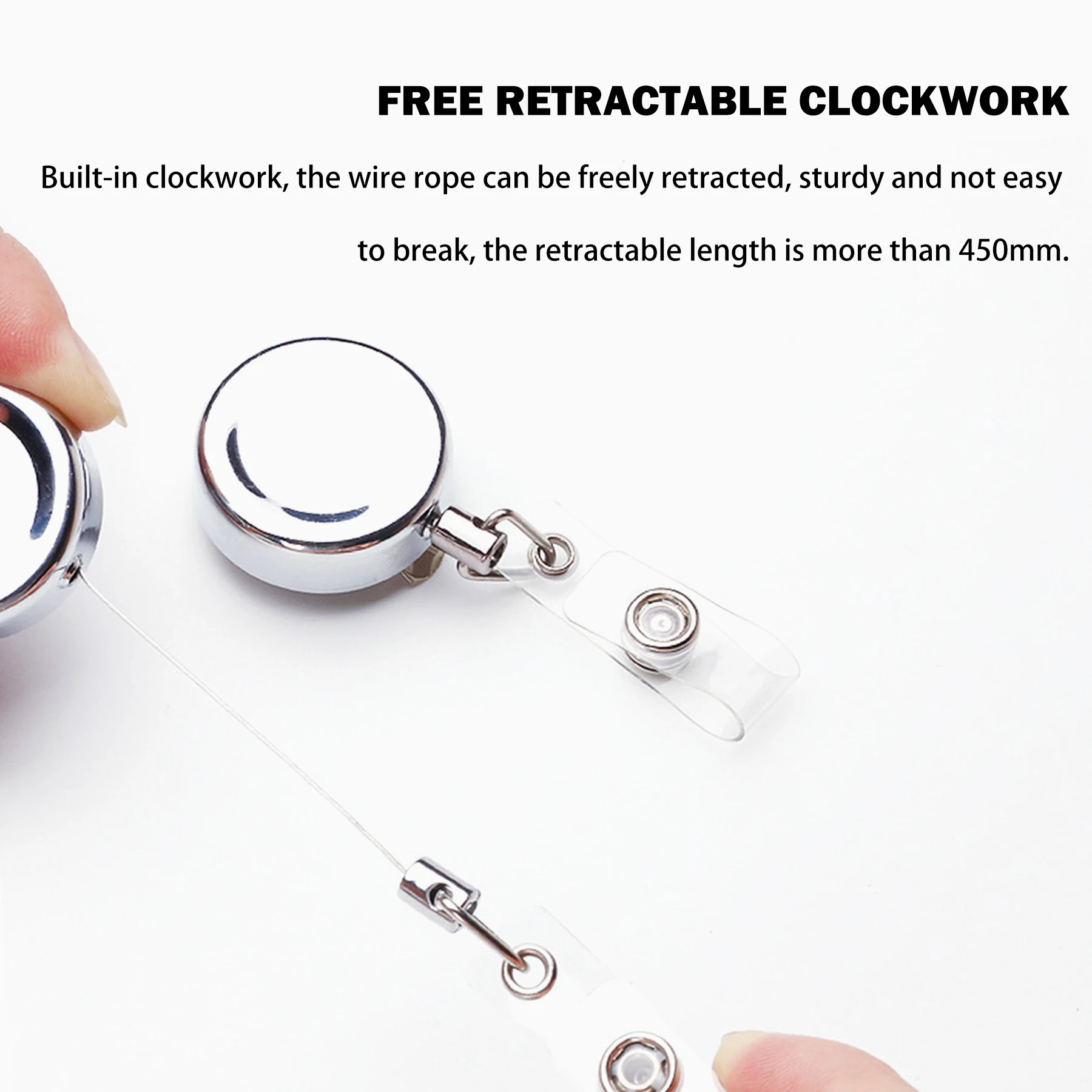 32mm Silver Metal Retractable Badge Reel ID Name Card Alligator Buckle Clip Swivel Spring Clip for Badge Holding and Accessories