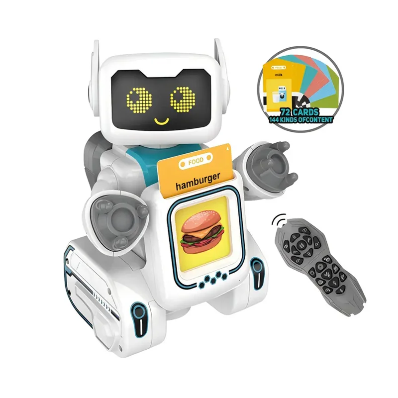 RC Smart Intelligent Robots Education Card Spelling Machine Kids Programming Remote Control Talking Robot Toy with Flash Card