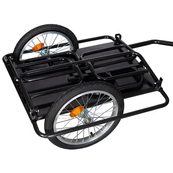 Collapsible Easy Assembly Safe Reflectors Detachable Metal Tub Farm Bike Cargo Trailers Fold Camping Trailer For Bicycle