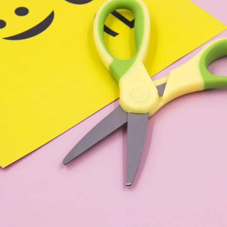 5 Inch Left Handed Kid Scissors Soft Touch Handle Assorted Colors Blunt Tip Smooth Edge Plastic Blade Pruning DIY Grade Student