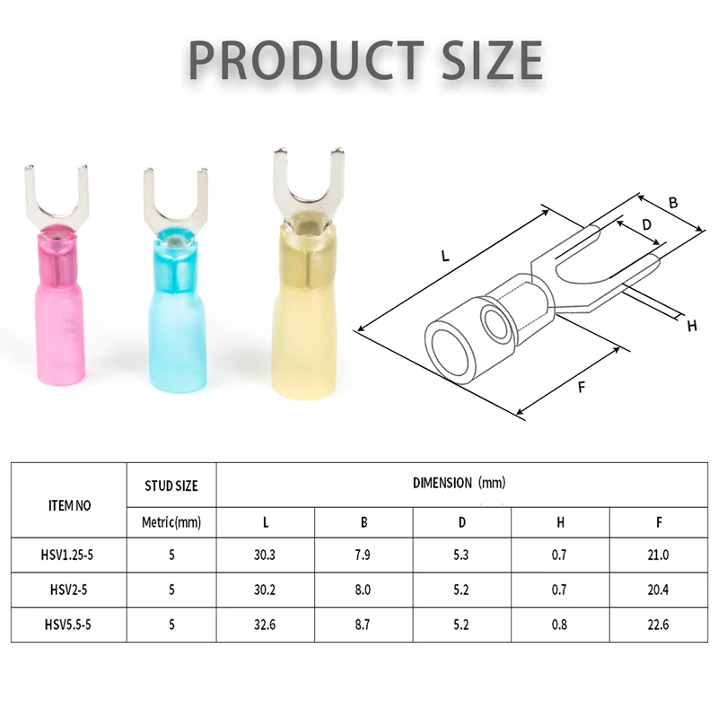 Sundimo Factory Wholesales Heat Shrink Fork Wire Connectors Waterproof Marine Automotive HS-SV Crimp Terminals