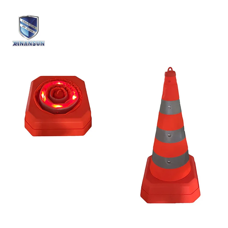 Portable And Reflective Traffic Road Cone With Led Fflashing Light