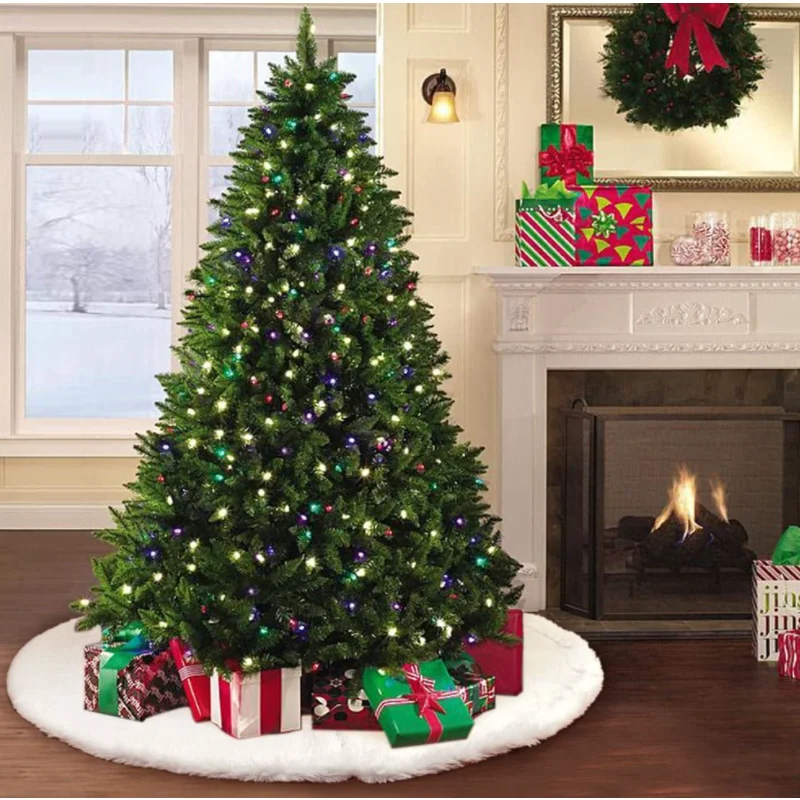 Large White Tree Skirt Xmas Faux Fur Tree Skirt Christmas 60 inch Tree Skirt for New Years Eve