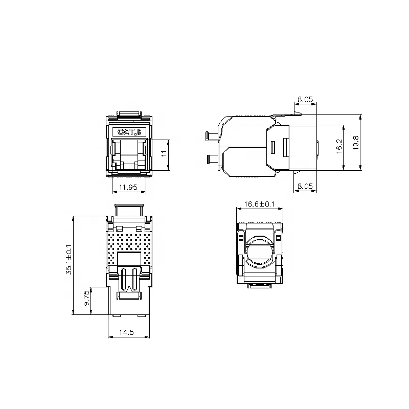 cat6a rj45 FTP Computer Connector AMP model cat6A jacks keystone jack