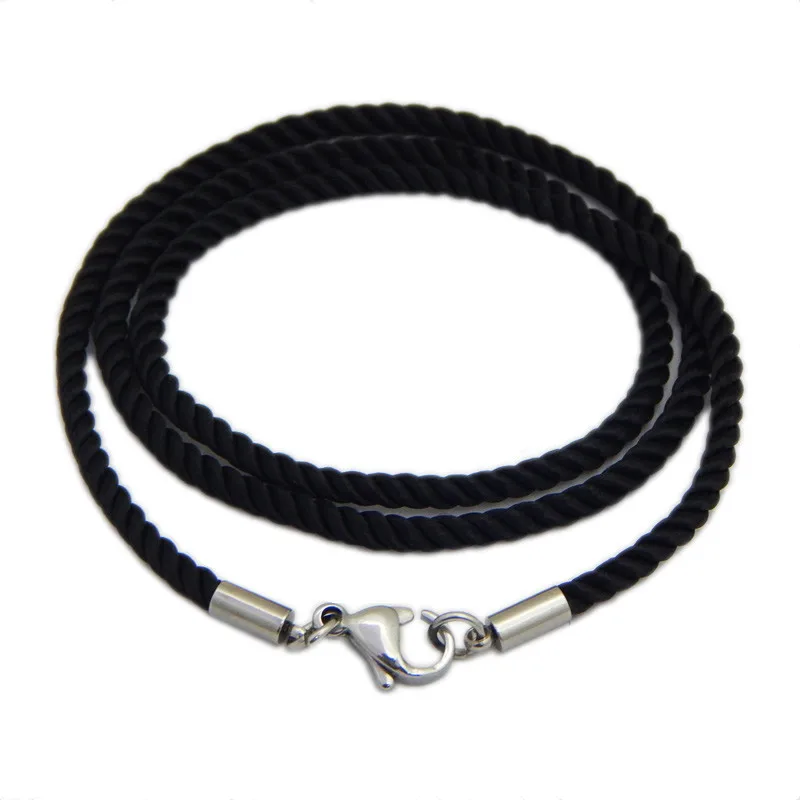 1.5/2/2.5/3mm Necklace Cord Black Nylon Cord Milan Rope Lace Chain With Stainless Steel Lobster Clasps For DIY Necklace Jewelry