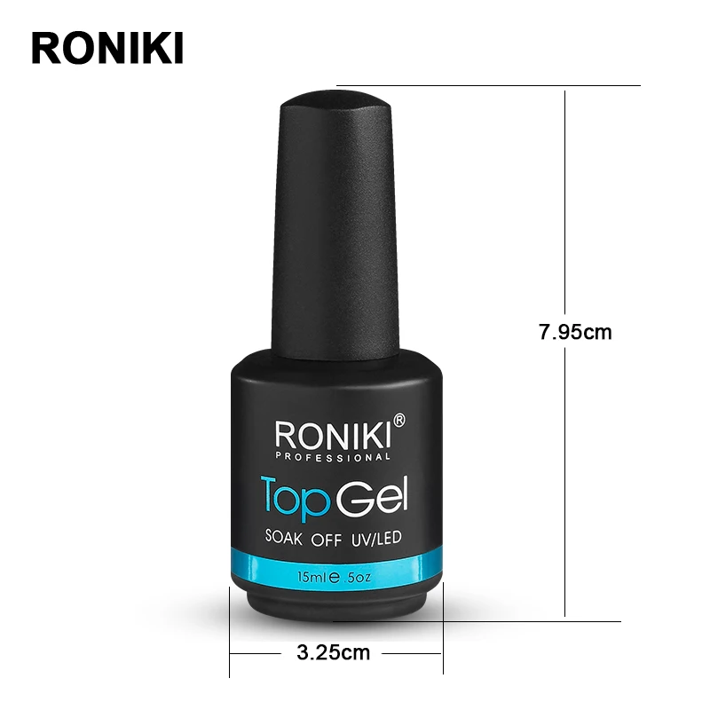 RONIKI 15ml uv led gel no wipe top coat rubber base coat matte base top gel