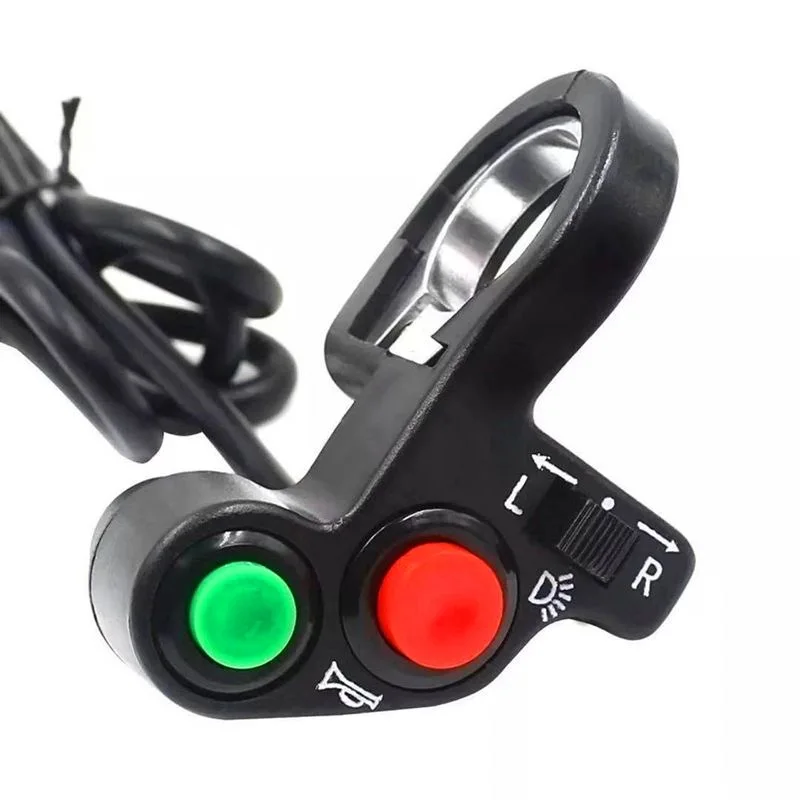 Motorcycle Electric Bike/Scooter Light Turn Signal&Horn Switch ON/OFF Button W/Red Green Buttons 22mm Dia Handlebars