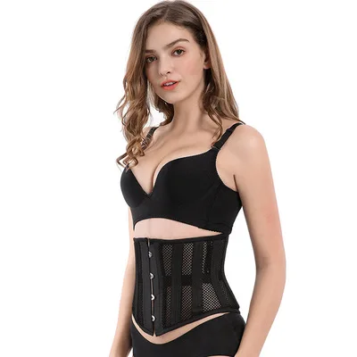 MOQ 1pc Plus Size 24 Steel Boned Corset Short Breathable Mesh Waist Trainer Cincher Underbust Gothic Corsets