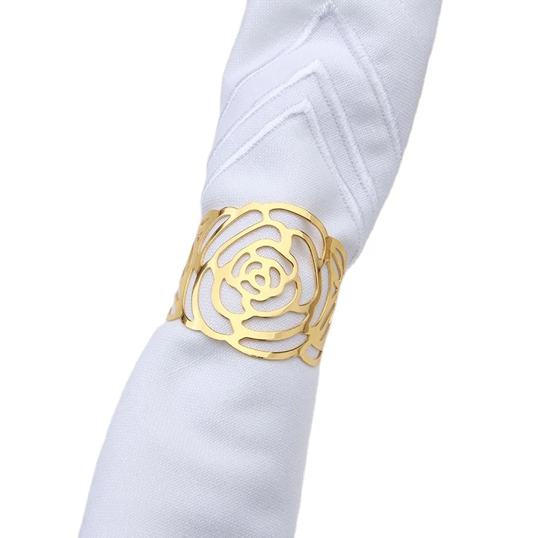 Wholesale and stock metal rose round  napkin ring