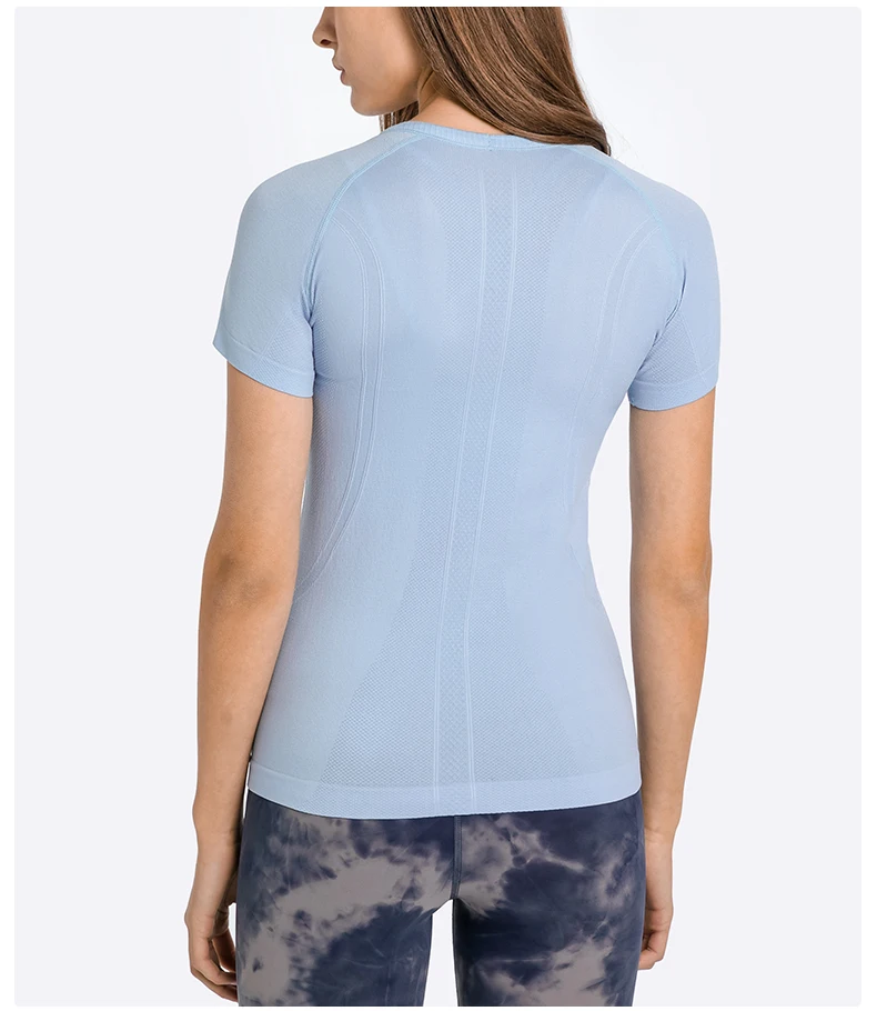 Custom Logo Cut off Women Yoga Top Equestrian Clothing Seamless Gym Workout Sports T Shirt For Women