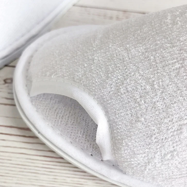 Factory direct hotel home travel hospital indoor cheap plain white terry towel slipper disposable