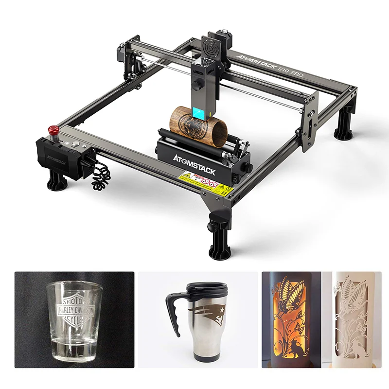 ATOMSTACK S10 X7 Pro 50w Dual Laser Engraving Machines With Y-axis Rotary Roller Module For Cylindrical Objects Cans Tumbler
