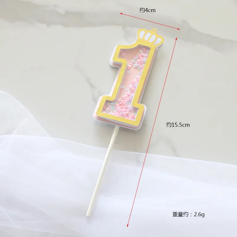 New Sequins Crown Digital Cake  Topper Happy Birthday Number Cake Topper  for baby shower birthday party Decoration