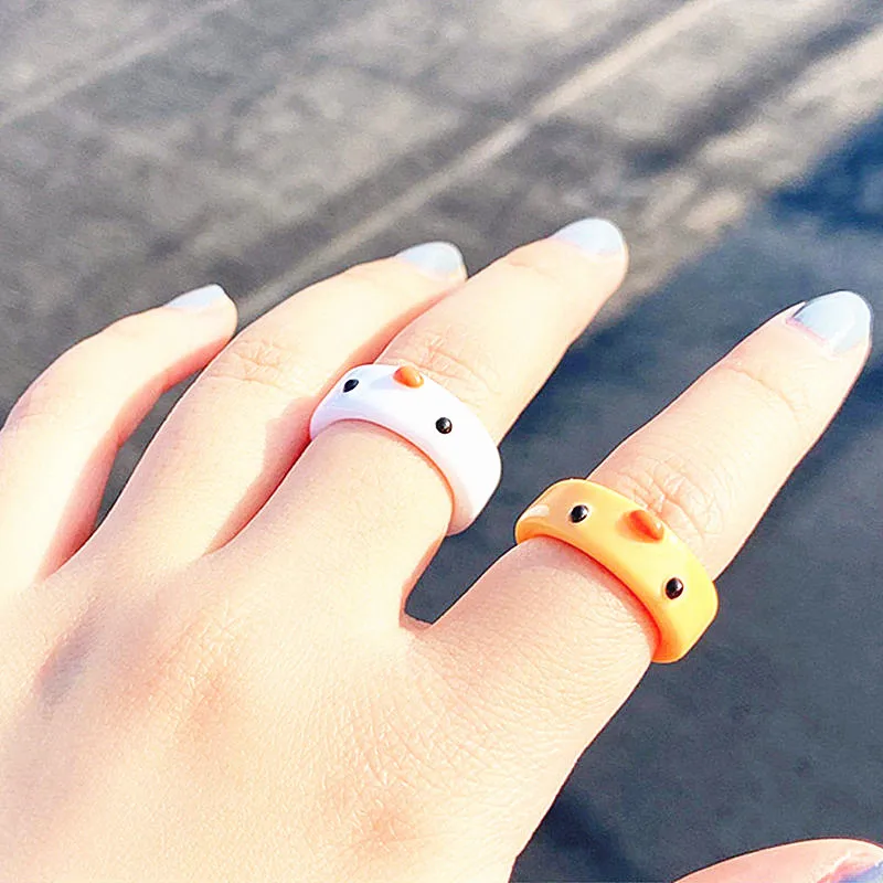 Colorful Acrylic Frog Chick Ring Funny Personality Cartoon Cute Ring Gift Jewelry for Women Wholesale Bulk