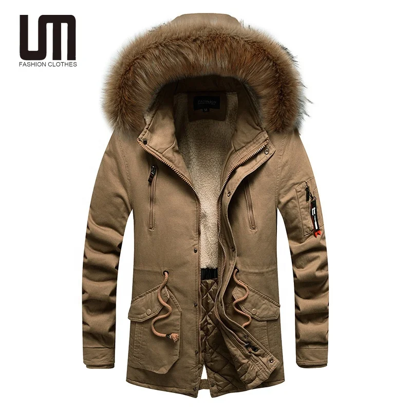 Liu Ming High Quality 2024 New Products Men Casual Outdoor Fur Collar Hooded Jackets Winter Overcoats Warm Parkas Long Coats