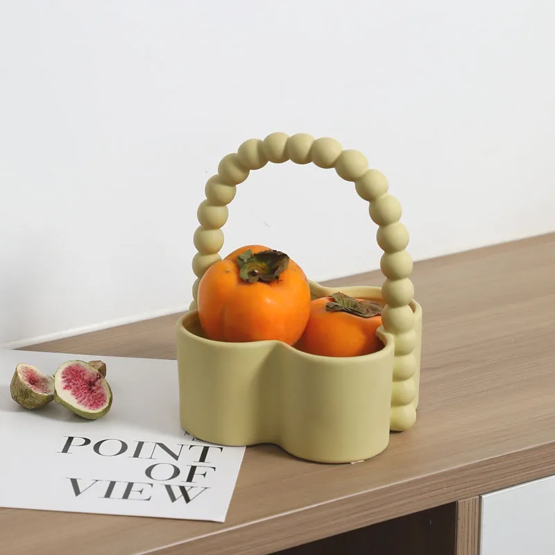 Wholesale Ceramic Fruit Storage Basket Porcelain Serving Basket Salad Bowl Dry Fruit Serving Tray Storage Box for Home