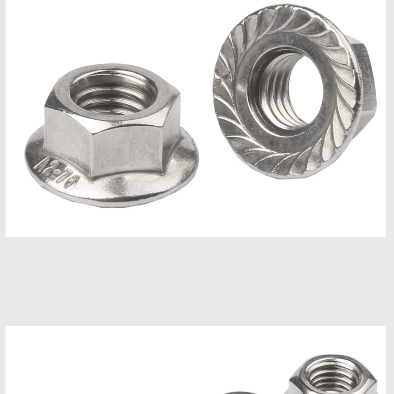 OEM low price  M6  Hexagon Flange Nut/with serration DIN 6923 nuts