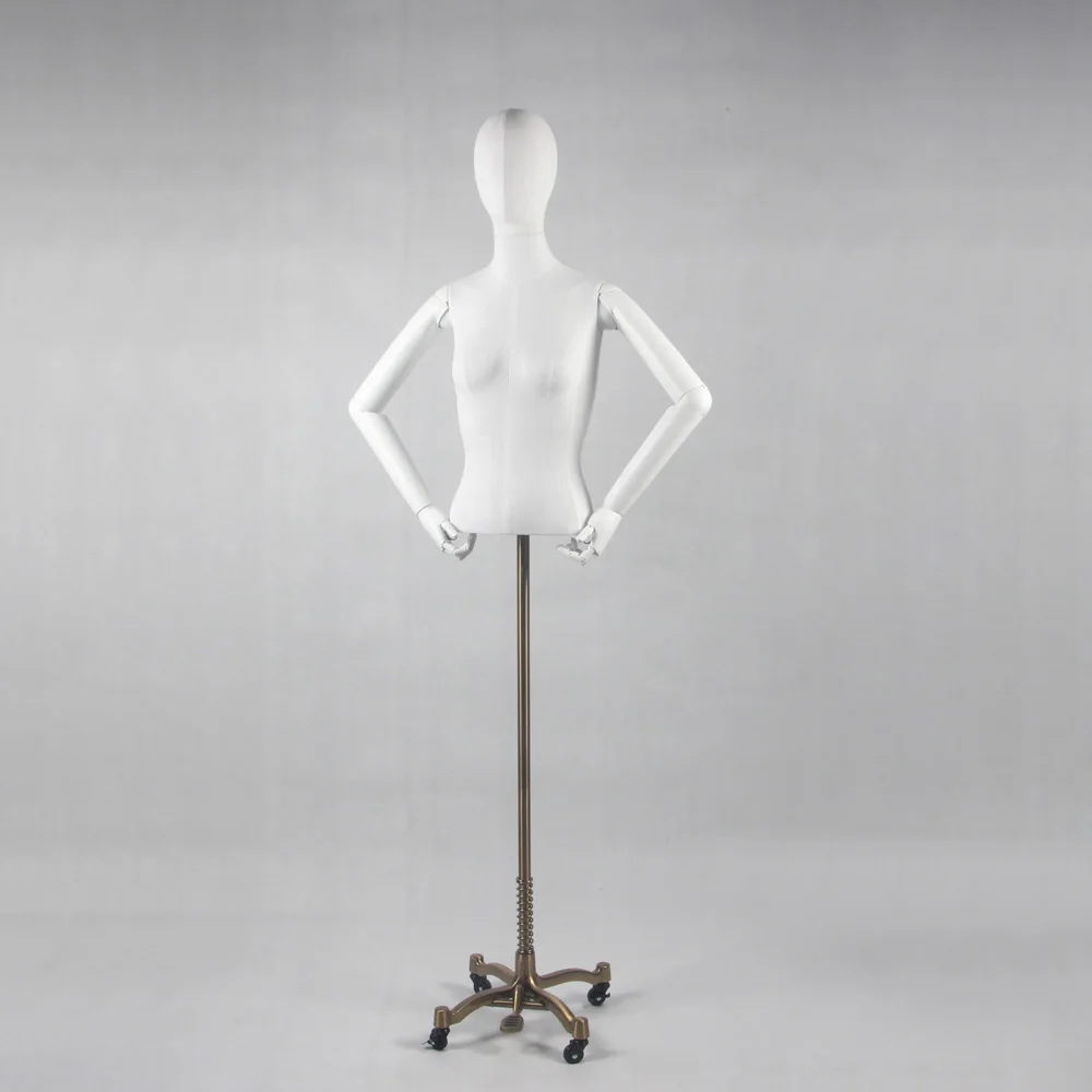 Beautiful Clothing Store Lady Display Plastic Articulated Arms Dress Form Mannequin with wheel base