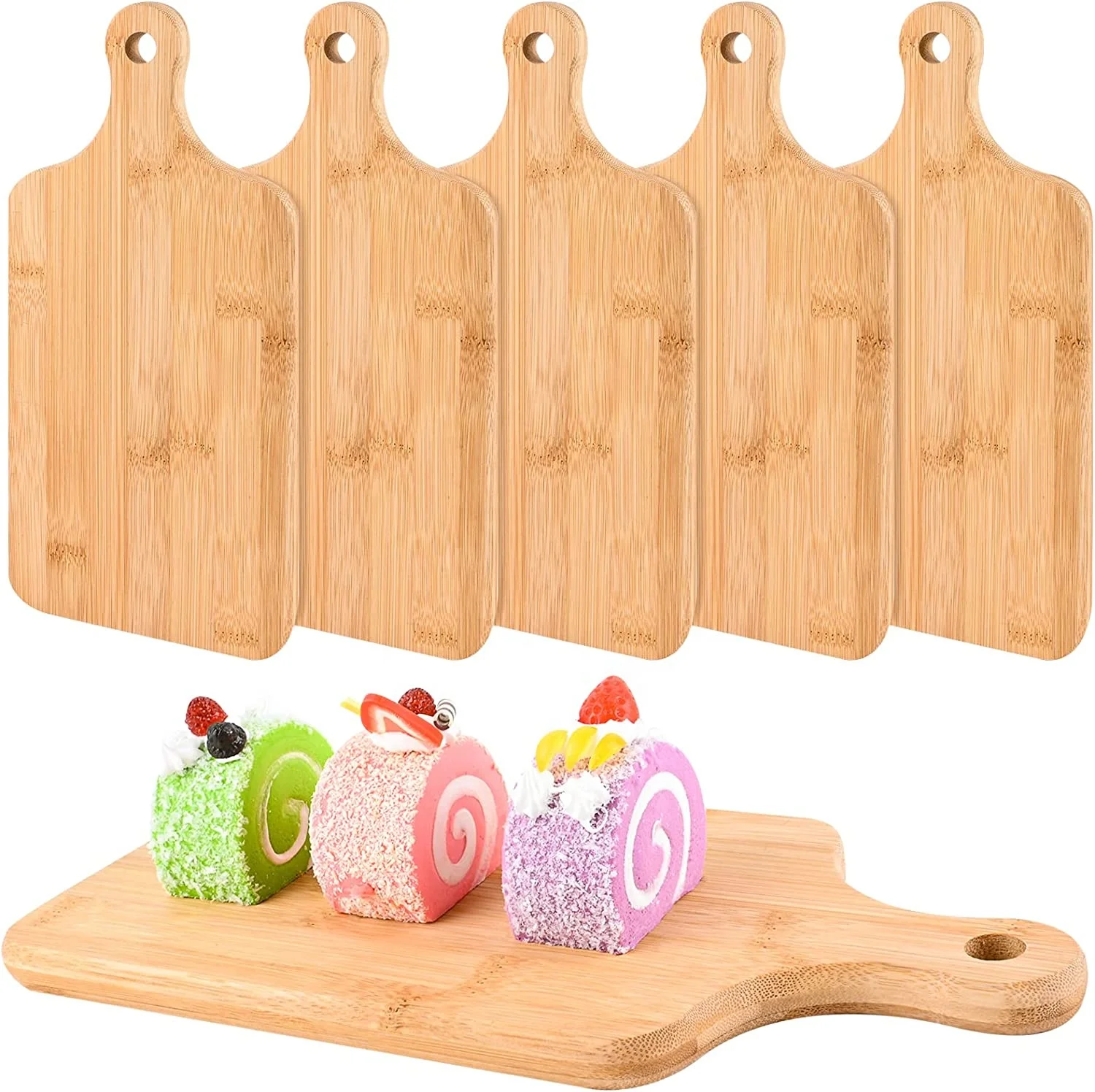 Thicken Bamboo Chopping Board Charcuterie Boards Serving Tray with Handle Unfinished Mini Cutting Boards