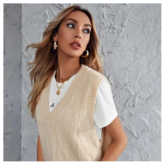 knit sweater custom  knit sweater women  Cadle KNIT v-necK sweater vest