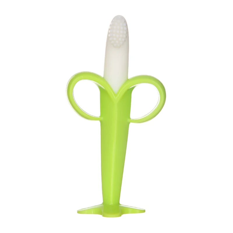 Hot sale silicone banana teether  baby infant training toothbrush and teether
