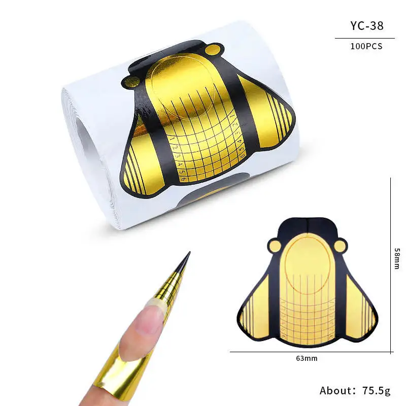 Customizable Paper Nail Form Roll Extension 500 Pcs Nail Gel Tip Forms Paper PVC Sticker Acrylic UV Gel Nail Extension