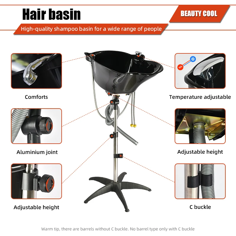 Factory supply salon hairdressing black portable shampoo basin for washing hair