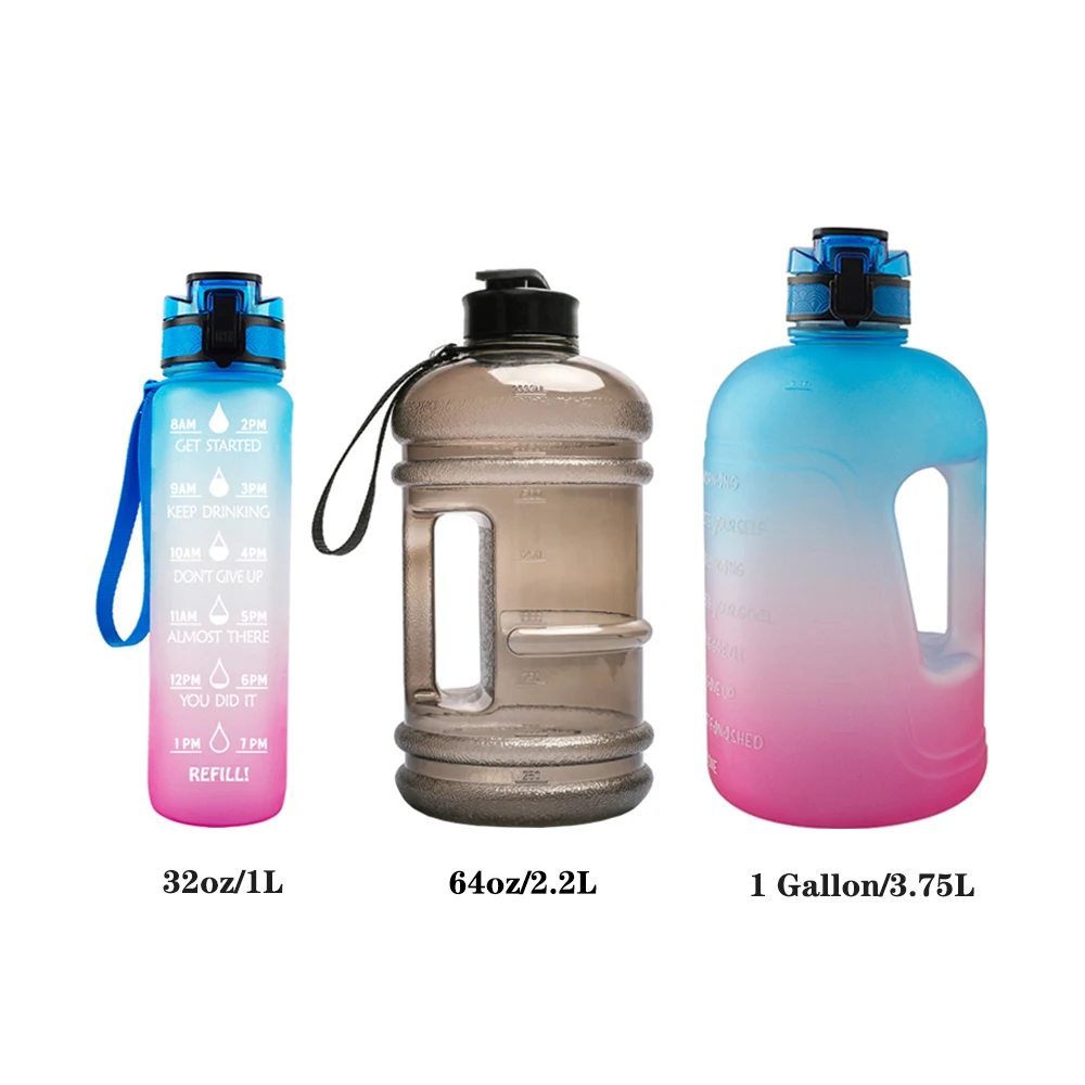  500ml 32oz 32 oz 64oz 64 1 gallon half 1l liter BPA Free Tritan Fitness Gym Drinking Sport Motivational Water