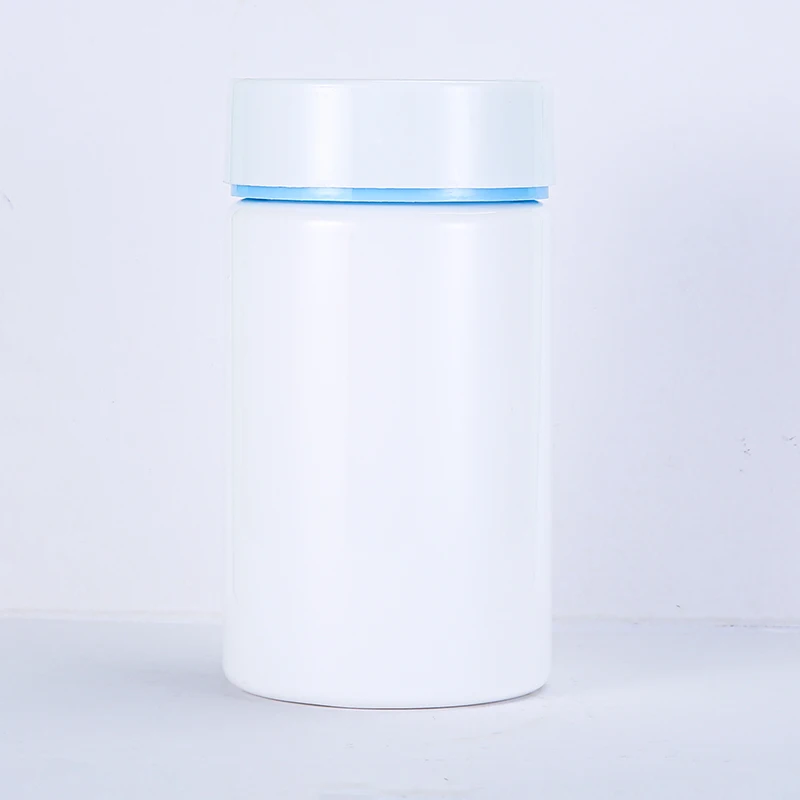 Customized color black white flat shoulder plastic bottle with for capsules medicine vitamin manufacturing empty packaging