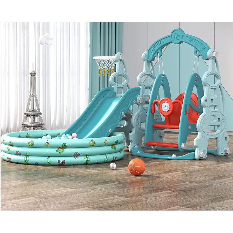Hot Sale Indoor Set Baby Play Yard Swing Slide Combination With Story Machine Ball Pool