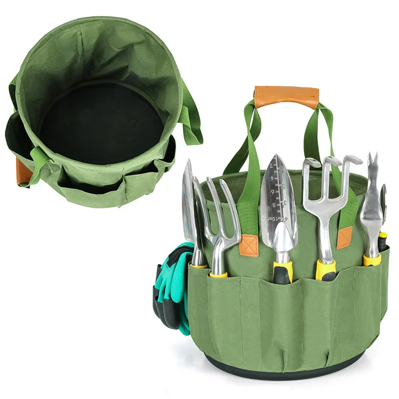 Stainless Steel Gardening Tools with Wood Handle, Including Garden Tote, Gloves, Trowel, Hand Weeder, Cultivator and More