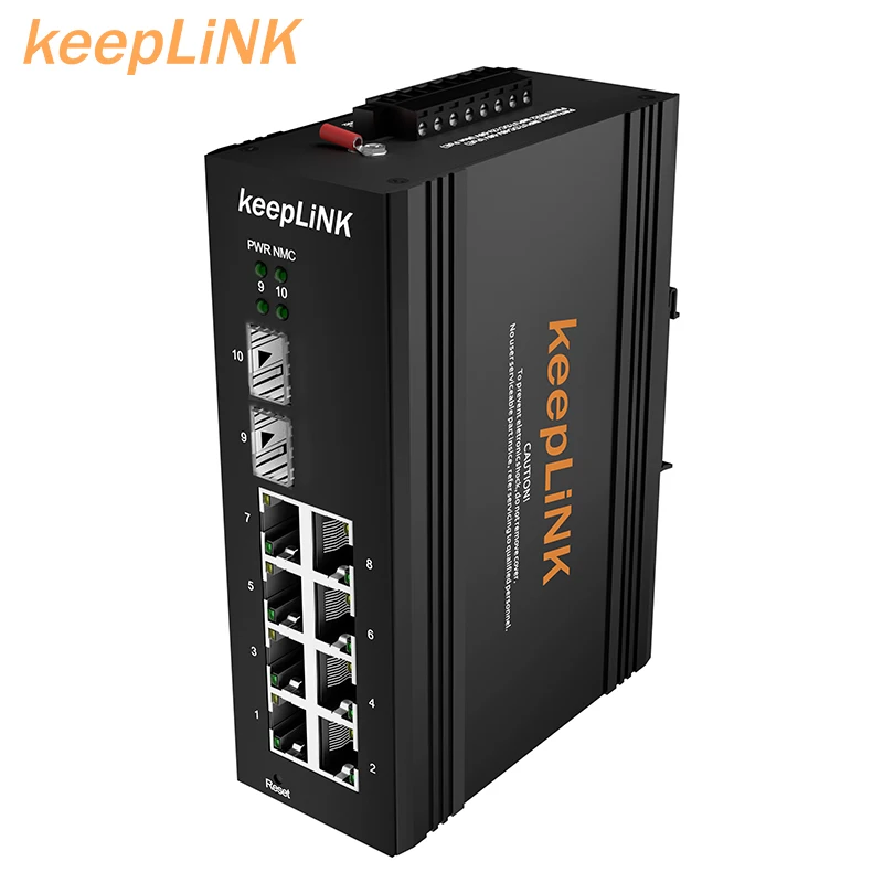 10/100/1000m 10 ports managed poe industrial ethernet switch IP40 2 fiber ports 8 rj45 port network switches for cctv camera