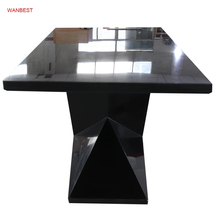 Fancy black boss office table modern artificial stone ceo office desk custom size business furniture