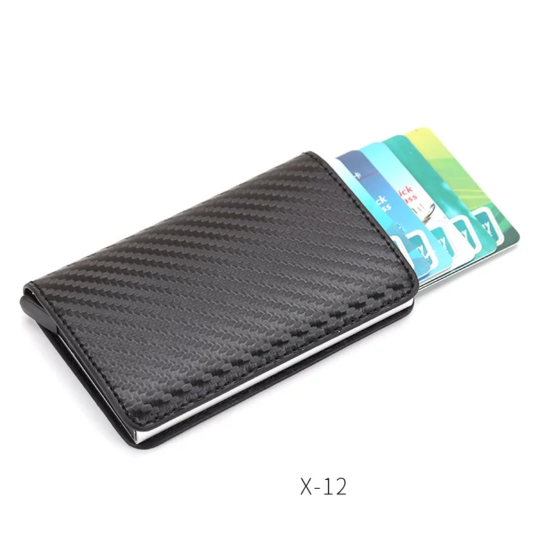 Customize business minimalist  PU leather slim wallet men holder credit card holder RFID blocking Aluminum pop up card wallet