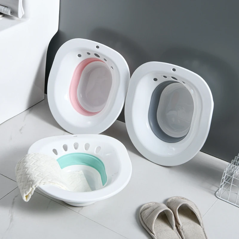 Collapsible yoni Sitz Bath for Toilet steam Seat to Treat Postpartum Wounds,Hemorrhoids, Perineal Care with Flusher