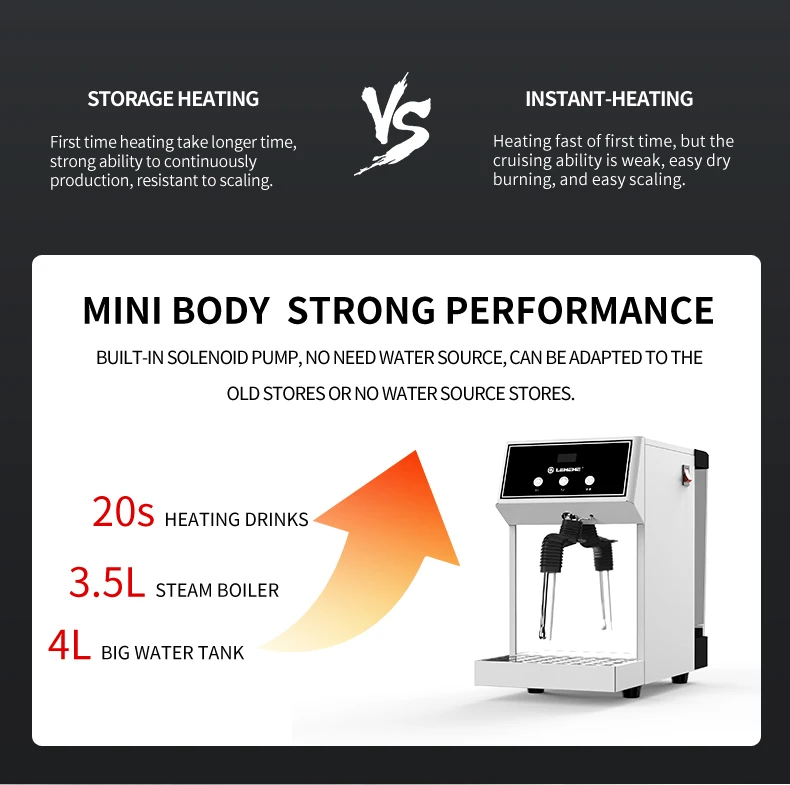 Electric Milk Frother Bubble Tea & Coffee Shop Water Tank Heating Milk Steamer Machine