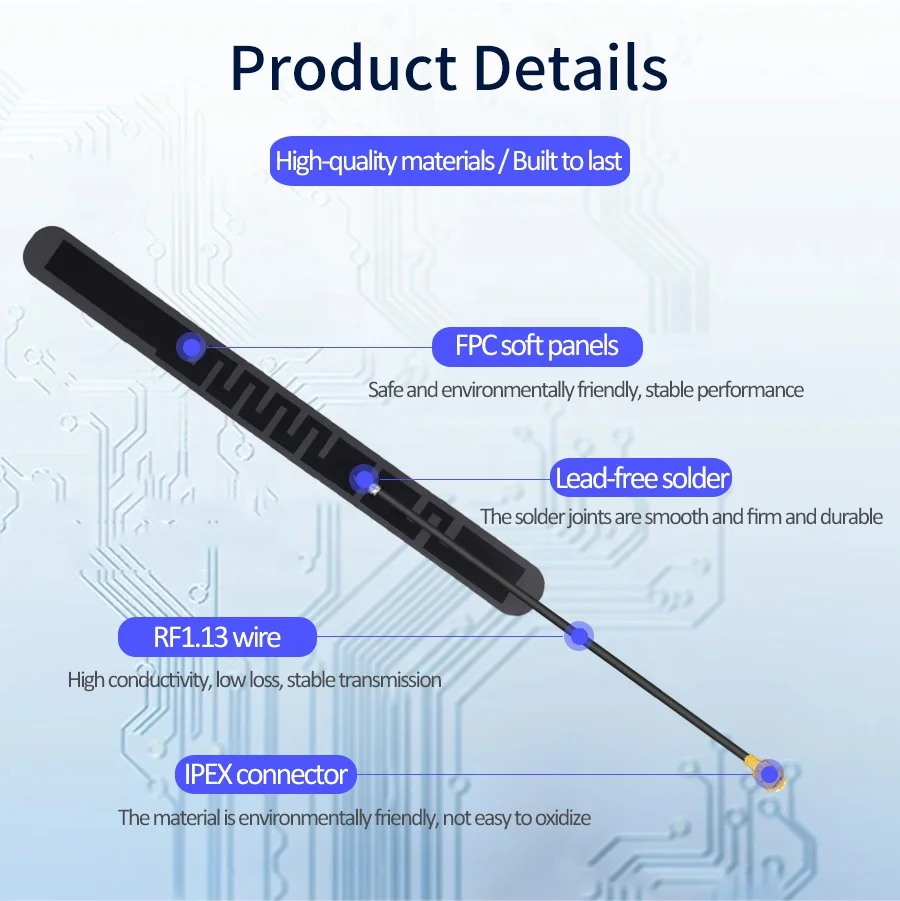 GSM Flex PCB ANTENNA 850 900 1800 1900MHz RF ANTENNA GSM GPRS Flat Patch I-PEX MHF4 MHF1 MHF3 Surface Mount