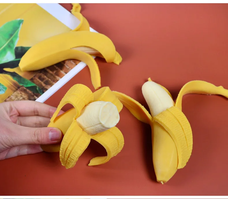 Simulated Peeling Banana Pinching Joy Decompression Toy Creativity Slow Rebound Trick Decompression Release Fruit Toy