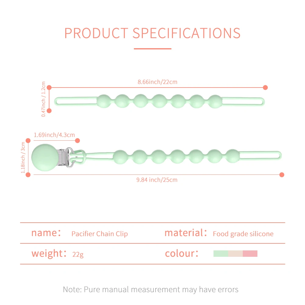 Customized silicone bead baby dummy clip baby pacificer clip silicone product silicone pacificer chain  baby pacifier strap