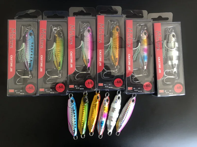 W0932 Shore Jigging Deep Fishing Lure Spearhead Minnow Duo Spinner Swim Bait Jigging Lead Head Spoon Metal Slow Jig 60g