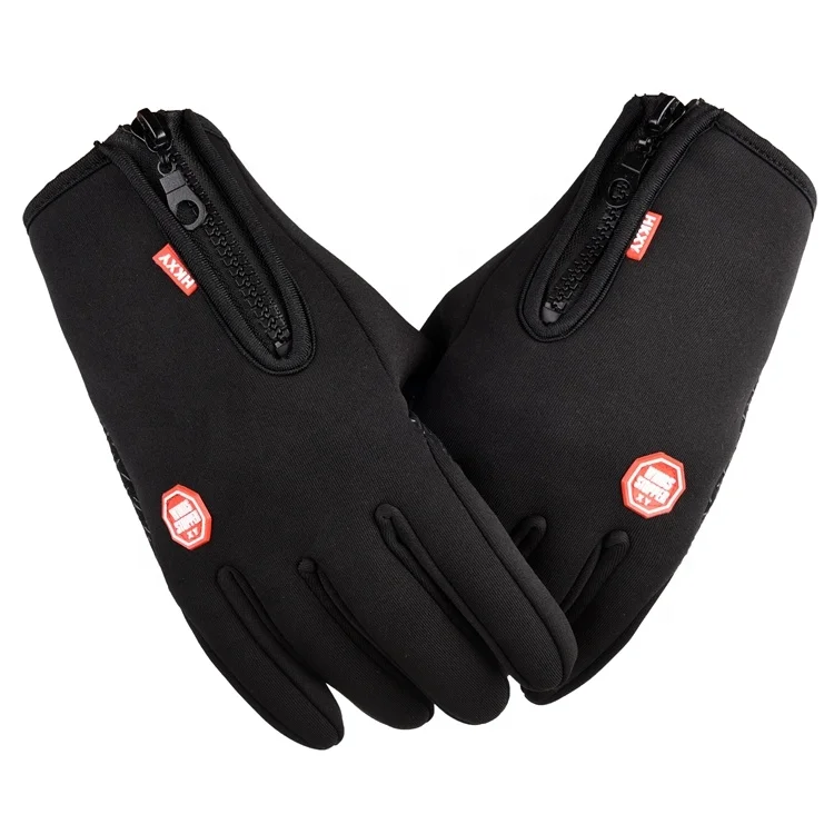 Winter touch screen with zipper windproof bike gloves