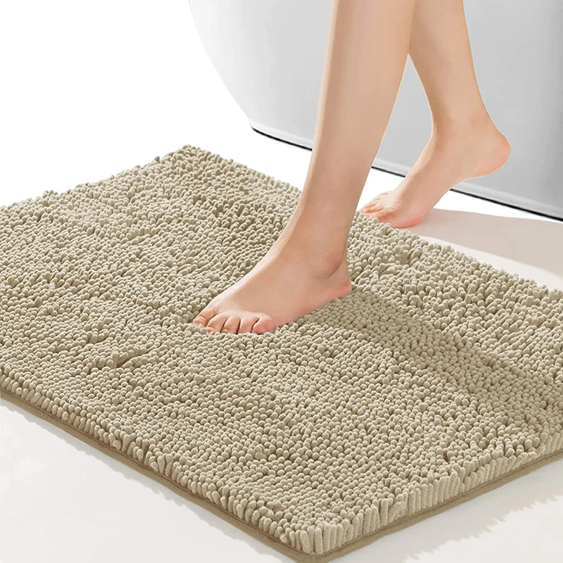 Chenille Bathroom Mats 3 Pieces Toilet Floor Mats Non-slip Bathroom Anti-slip Rug