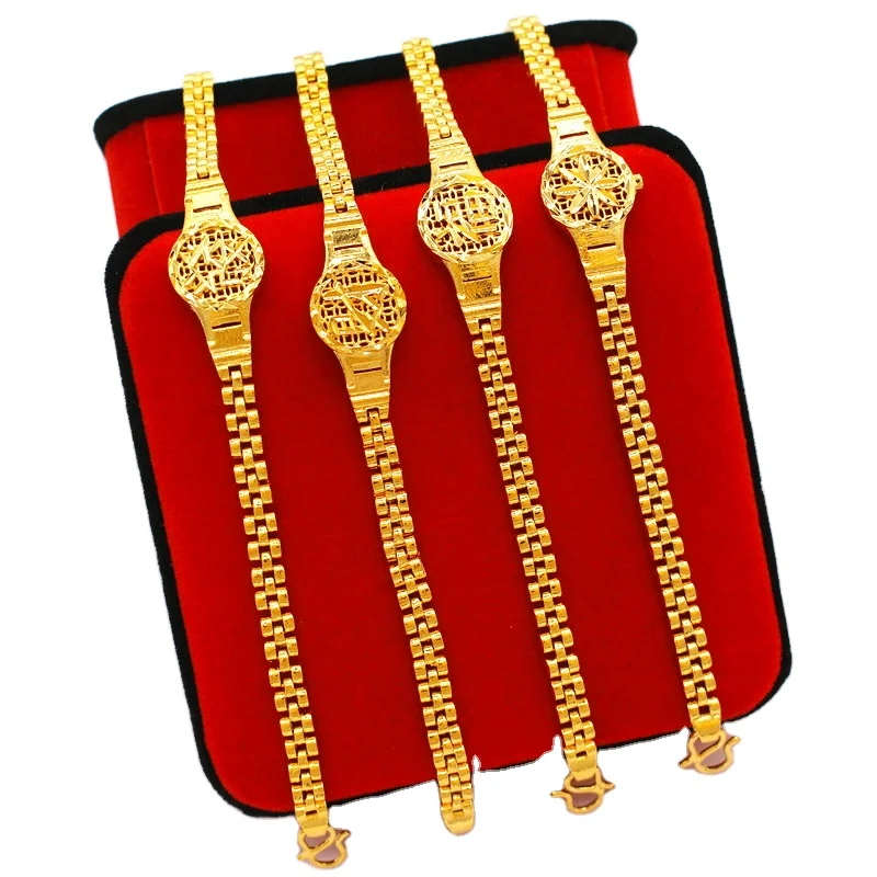 Dubai Jewelry  Sha Jin Fu Fa Cai Word Watch Chain Female Fashion Wild Street Shooting Gold Plated Copper Jewelry