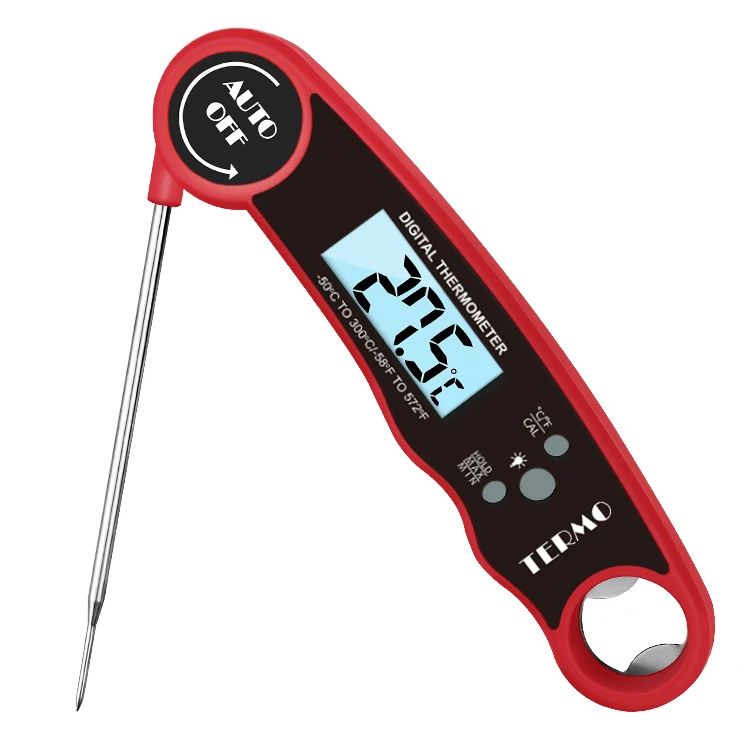 Digital Instant Fast Read Waterproof Meat bbq Thermometer Kitchen Thermometer with Foldable Probe  Bottle Opener