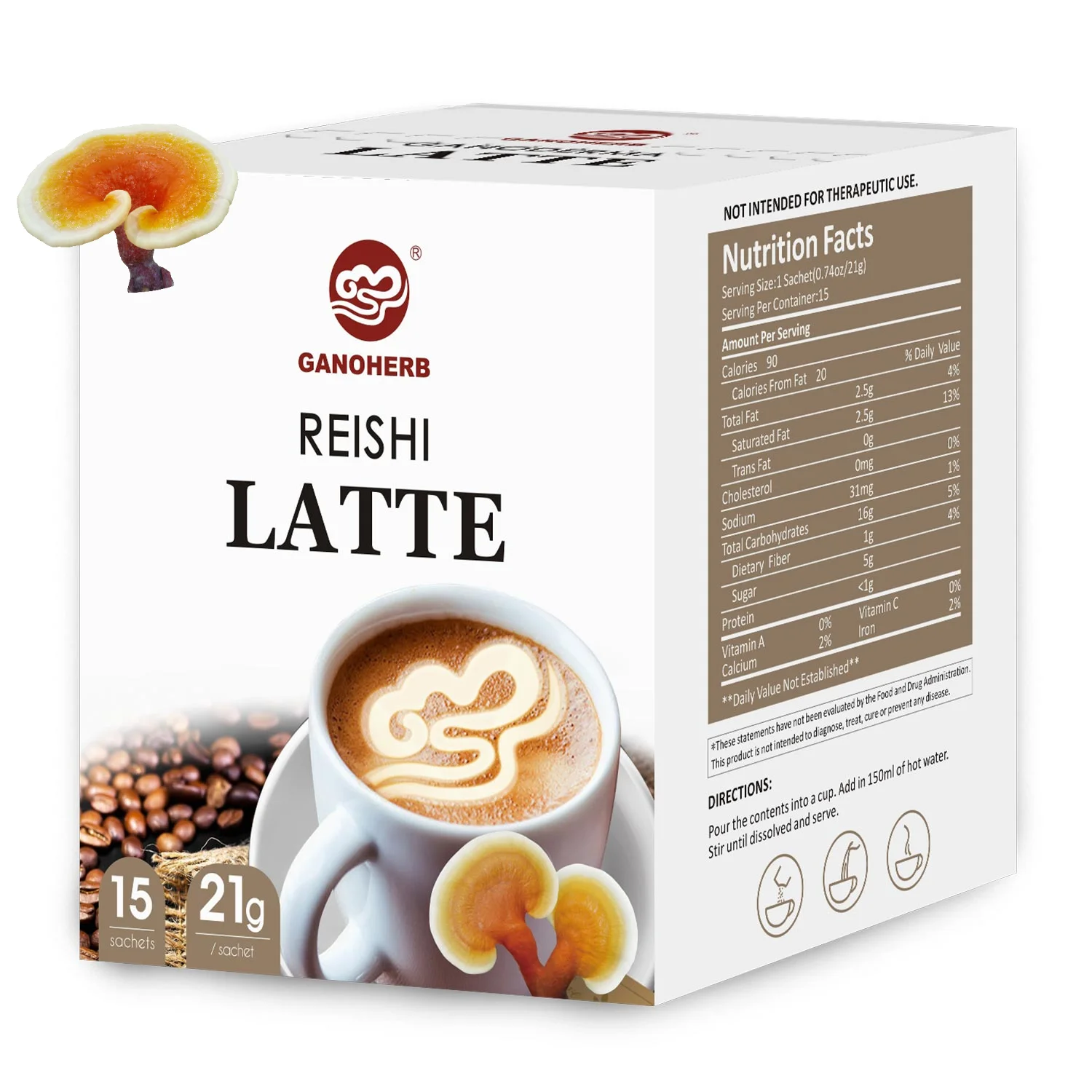 Высококачественный вкус Хороший полезный дополнительный кофе Reishi Lingzhi 3 в 1 растворимый