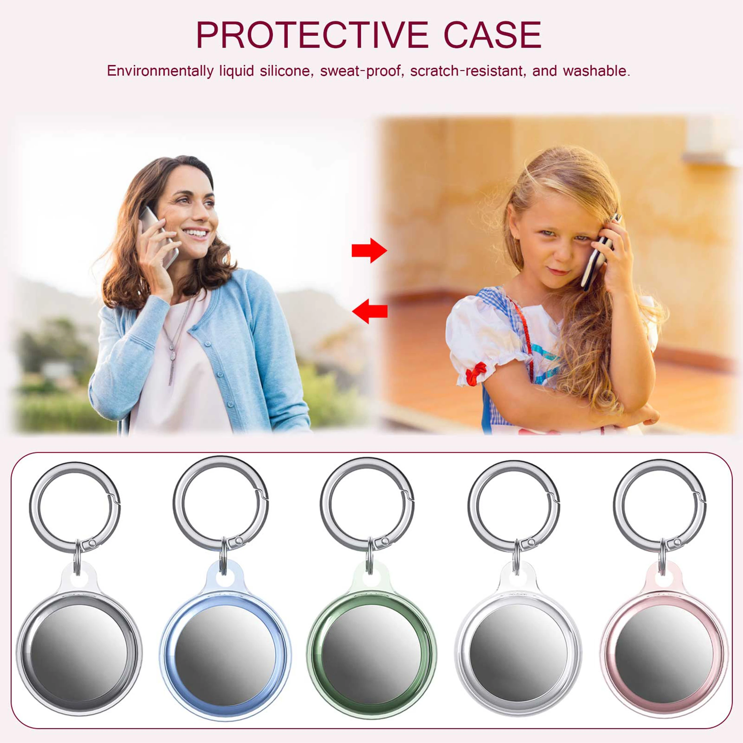 Hot Sale Wireless Metal Keychain Tracker AirTag Bag Transparent TPU Anti-Scratch Protective Cover AirTag Case With Custom Logo