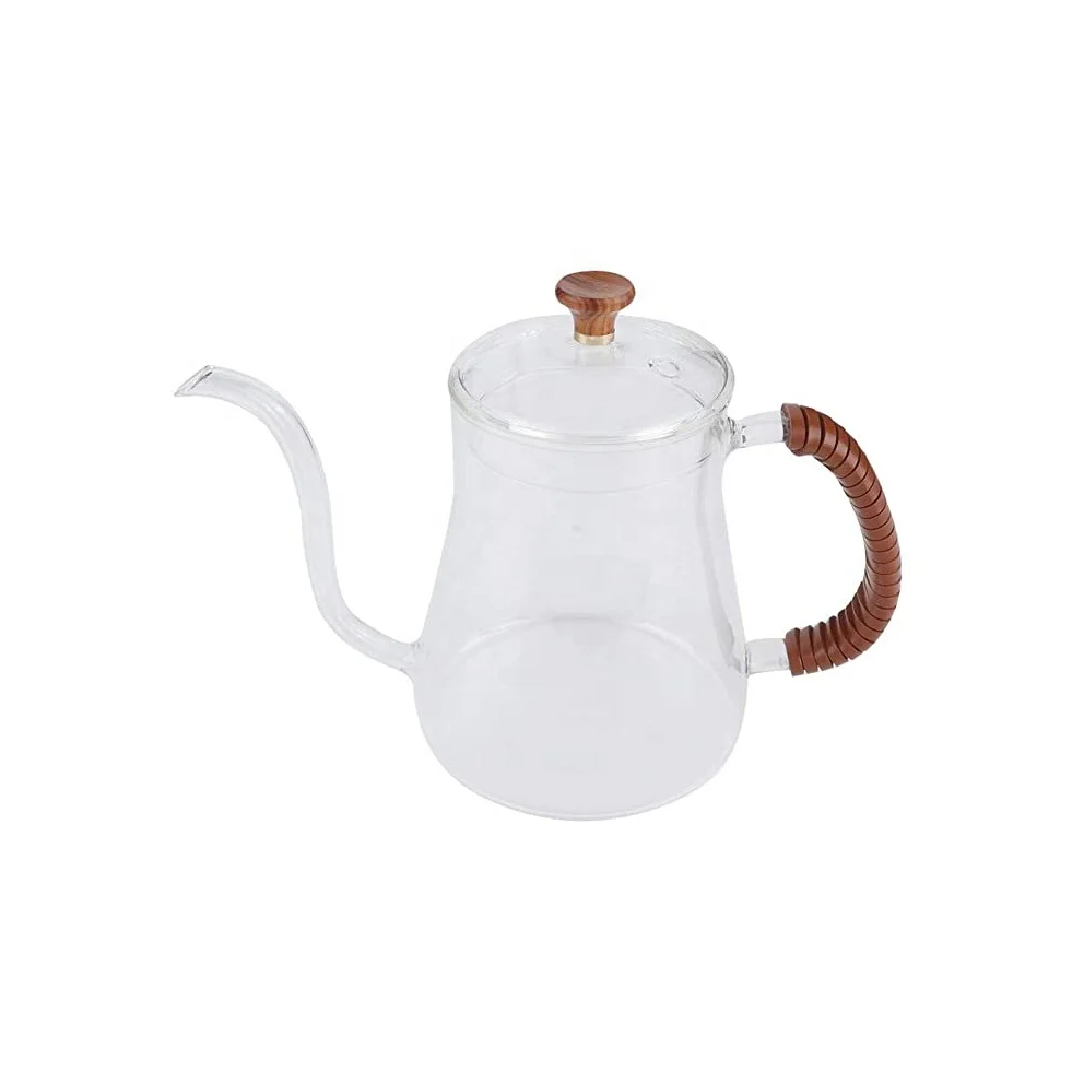 600ML  Manual Borosilicate glass pour over  coffee kettle with lid